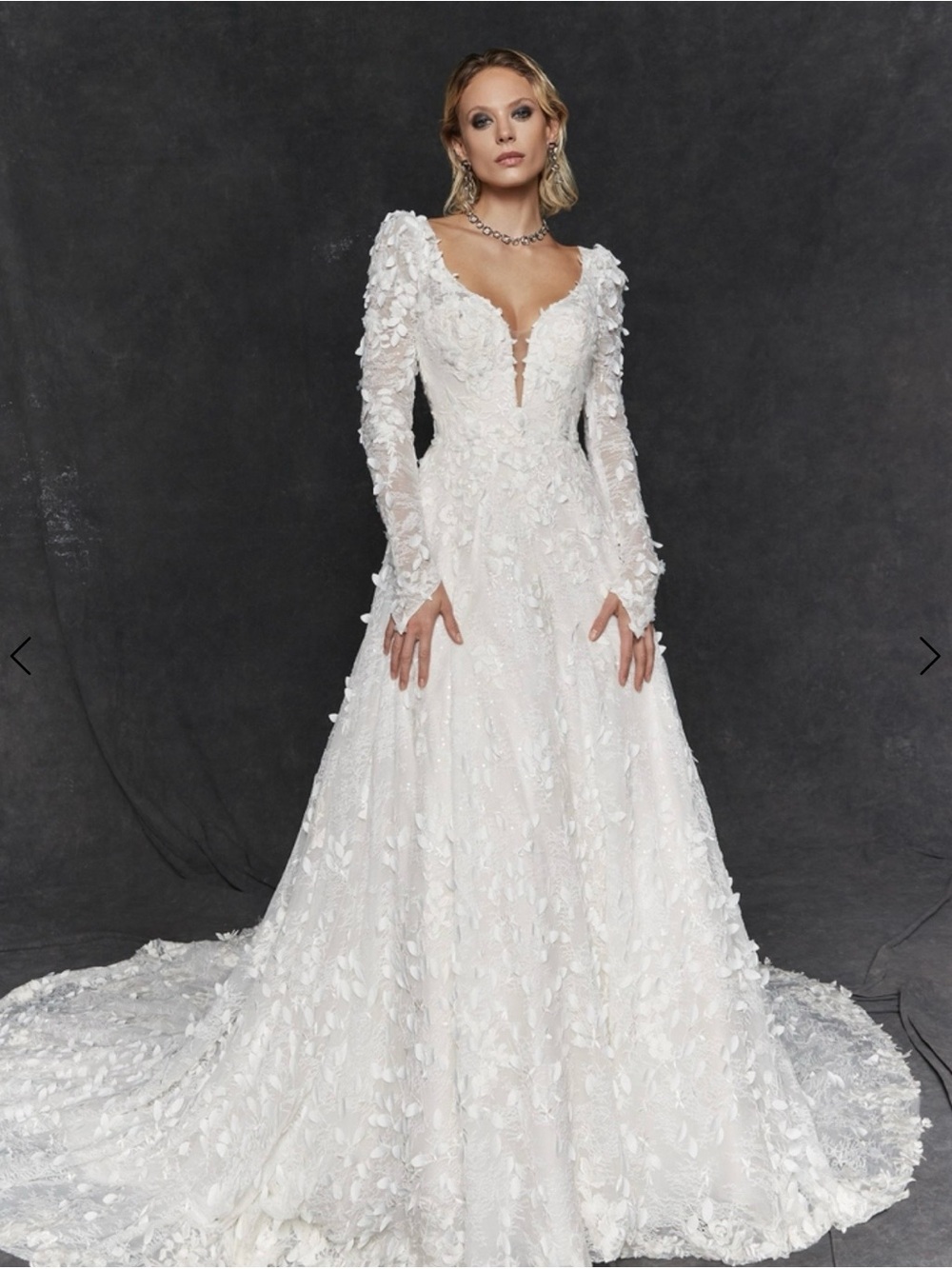 Justin Alexander Signature - Ivory Lace Floral Long Sleeve Wedding Gown